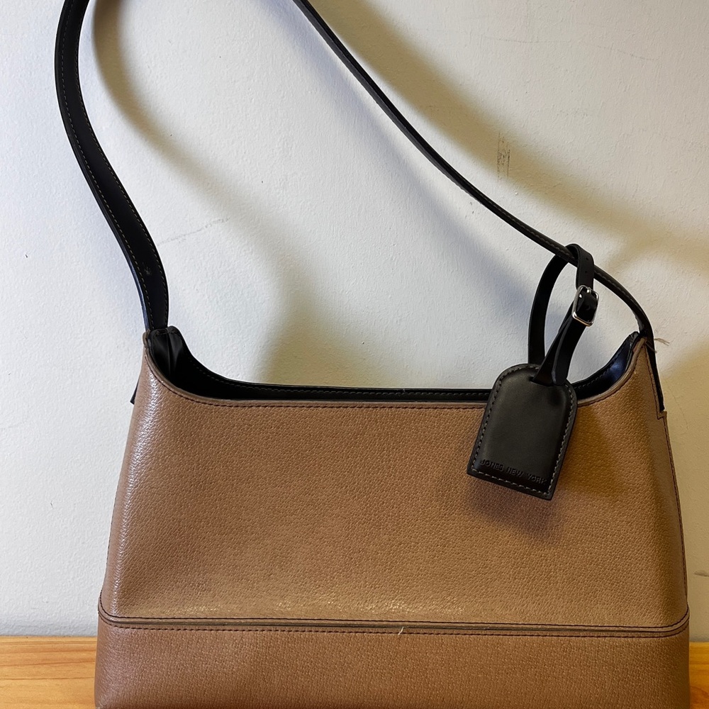 Jones New York Tan and Black Shoulder Bag